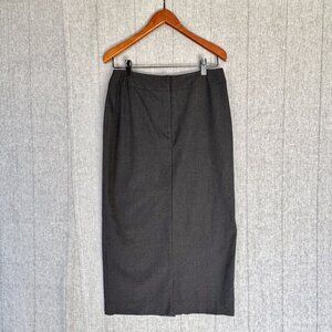 90s Vintage Country Road Dark Gray Stretch Wool Tailored Maxi Skirt Size 10